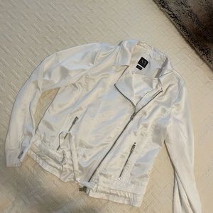 Armani Exchange White Moto Jacket
